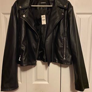 NWT Express black leather jacket size XL